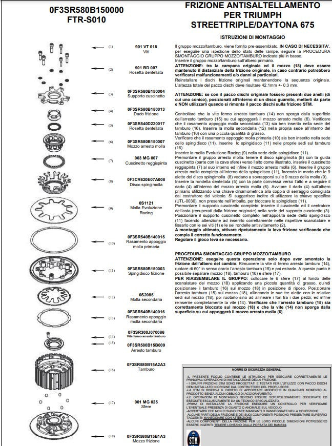 STM Anti-Hopping-koppeling Triumph Daytona 675 (06-12) FTR-S010 
