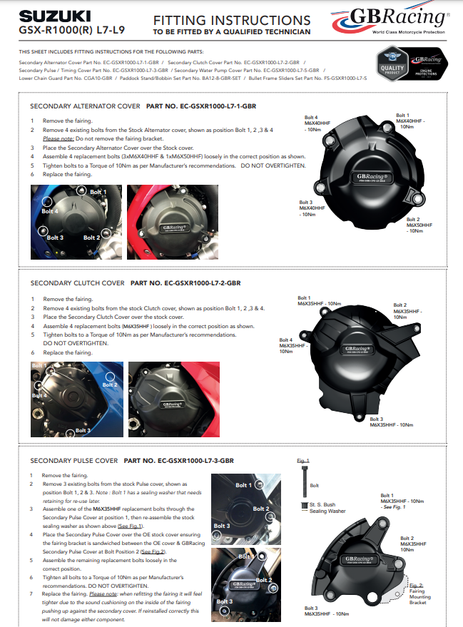 Ontsteking Protector Beschermkap GBRacing Suzuki GSX-R 1000 (17-23) 