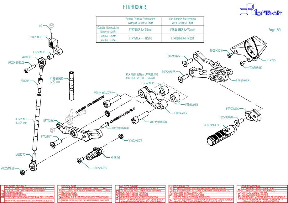 Achterste voetsteun R LighTech Honda CBR 1000 RR (08-19) FTRHO006R 