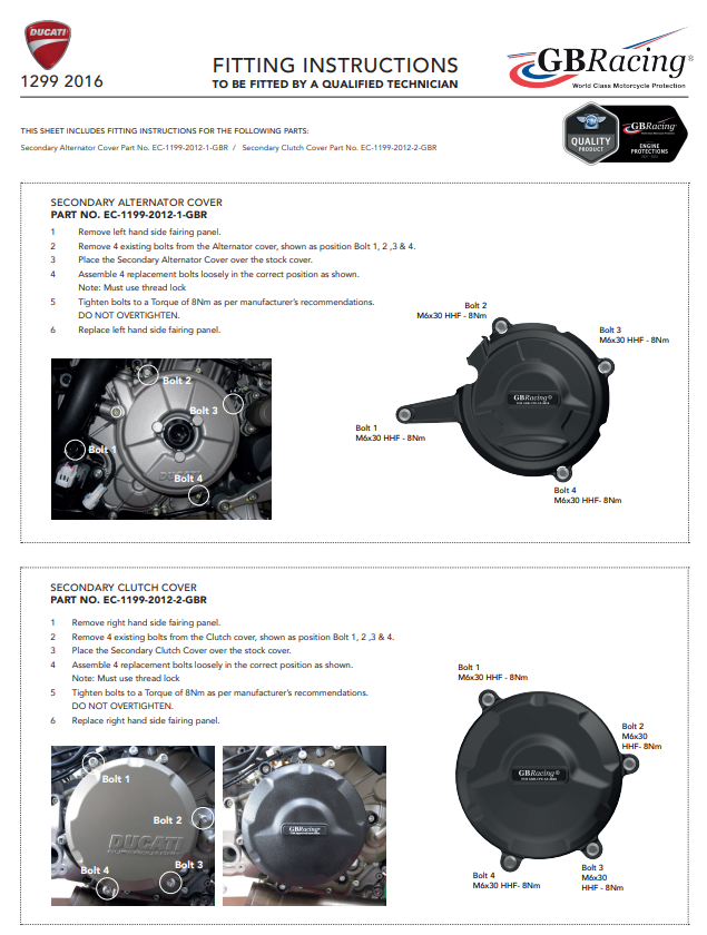 Koppeling protector beschermkap GBRacing Ducati Panigale 1299/S (15-18) 