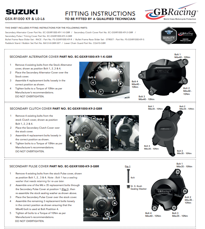 Ontsteking Beschermkap GBRacing Suzuki GSX-R 1000 (09-16) 
