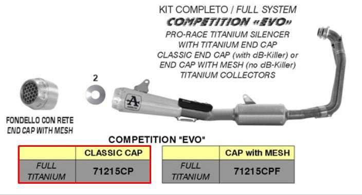 Arrow Compleet systeem Competition EVO Titanium Aprilia RS 660 (20-25) 71215CP 
