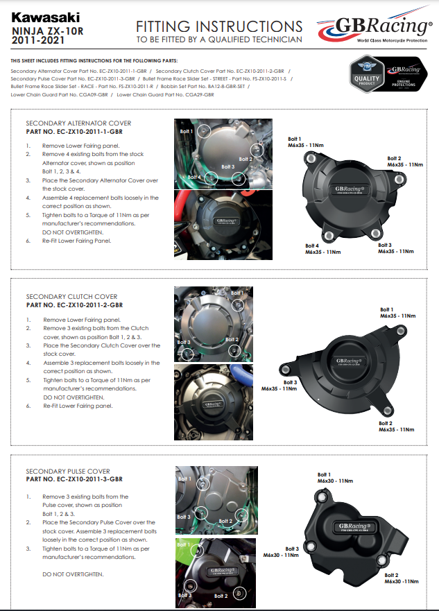Lichtmachines Protector Beschermkap GBRacing Kawasaki ZX-10 R/RR (11-20) 