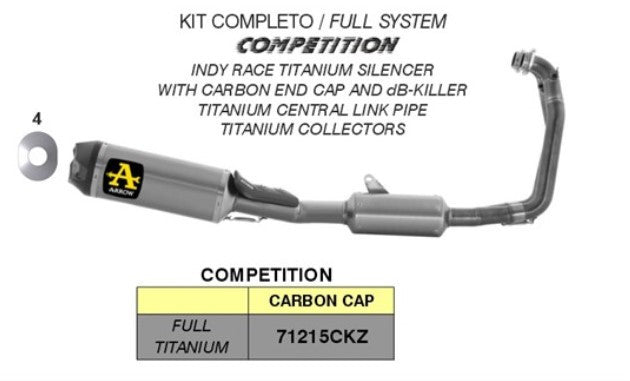 Arrow Compleet systeem Competitie Titanium Aprilia RS 660 (20-25) 71215CKZ 