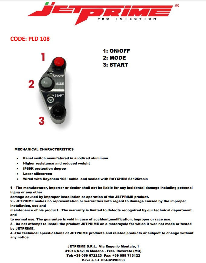 Stuurknop voor JetPrime JP ACC 108 gasklep BMW S1000RR (15-20) JP PLD 108 