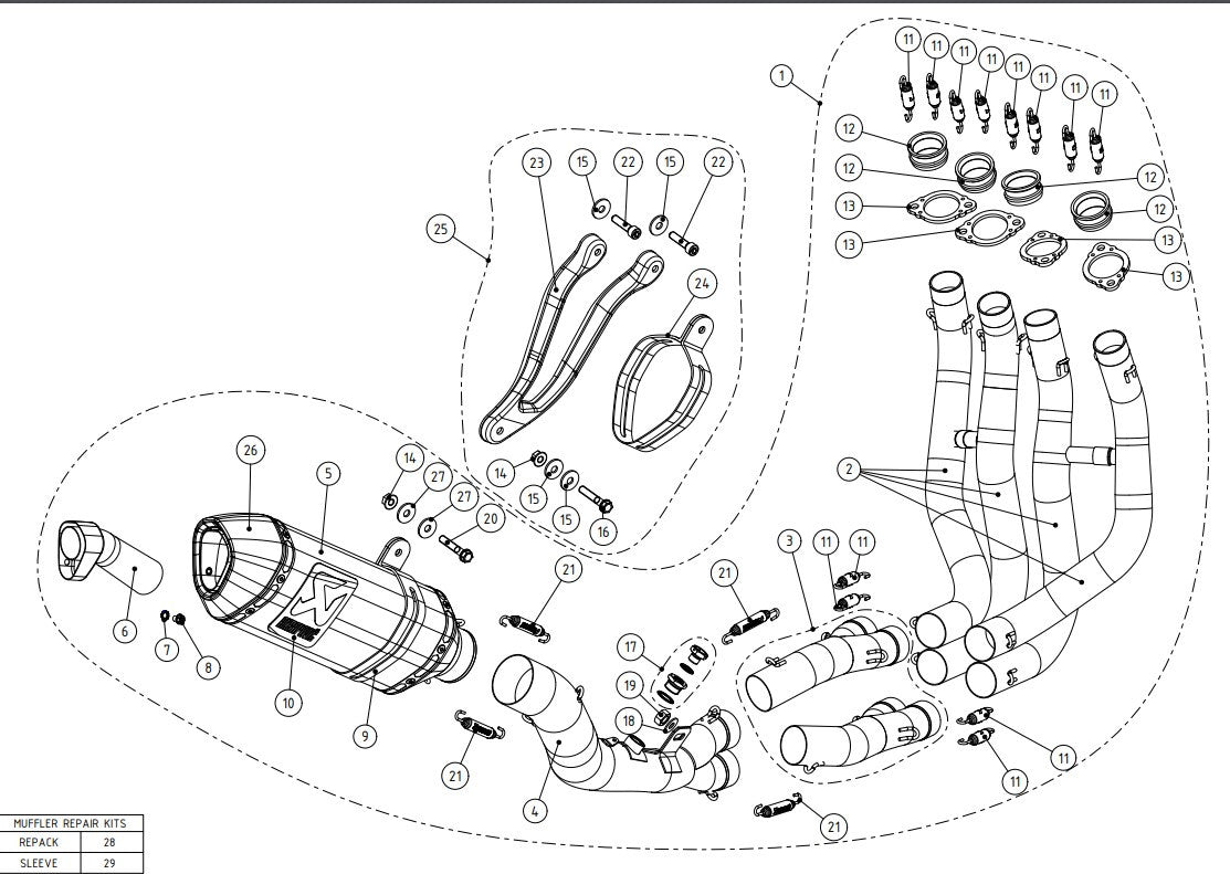 Akrapovic Racing Line (Roestvrij staal) Kawasaki ZX-10R/RR (16-20) S-K10R9-ZC 