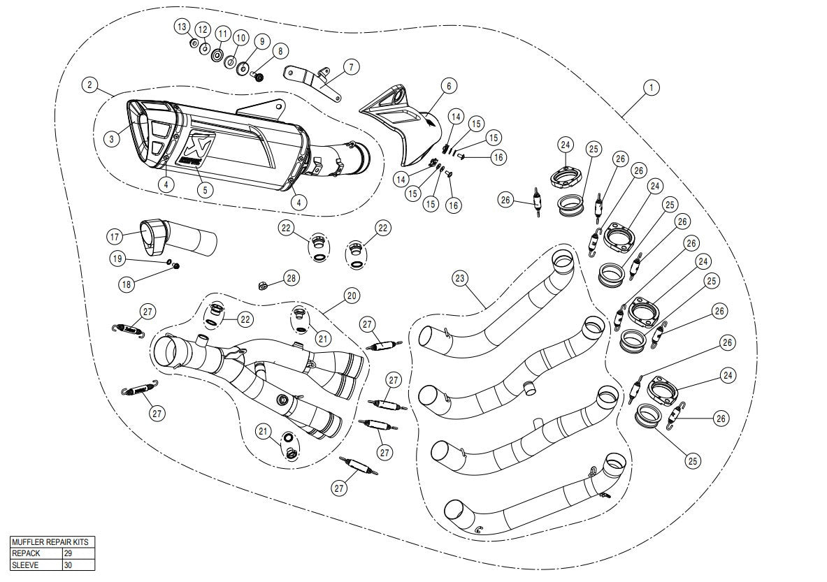 Akrapovic Racing Line (Roestvrij staal) Yamaha YZF-R1/M (15-25) S-Y10R15-APLT 